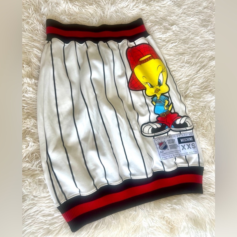 Moschino Couture Jeremy Scott Looney Tunes Striped Tweety Pencil Skirt size M